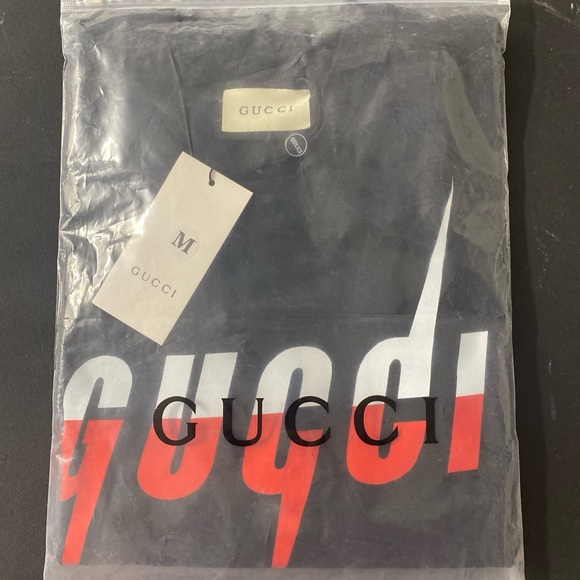 Gucci Black Tee with Red Logo